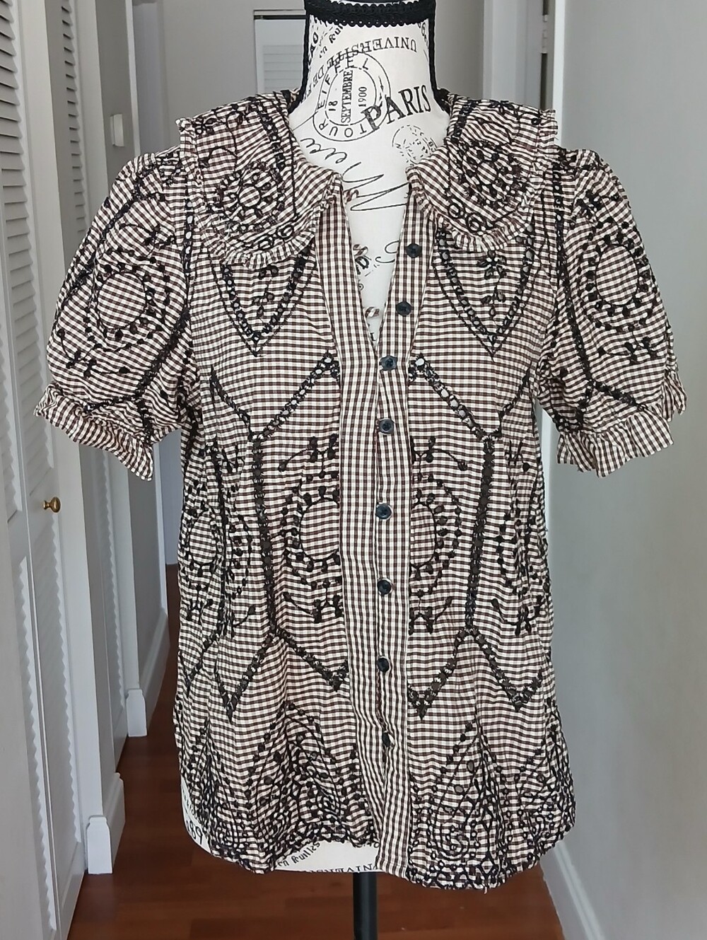 Anthropologie The Keira Gingham Blouse by Pilcro | - Picture 5 of 13